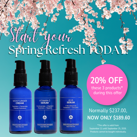 Spring Bundle: Vitamin C Serum + AHA Serum + Moisturiser Cream
